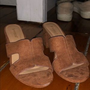 Faux Nuback Cutout block heels